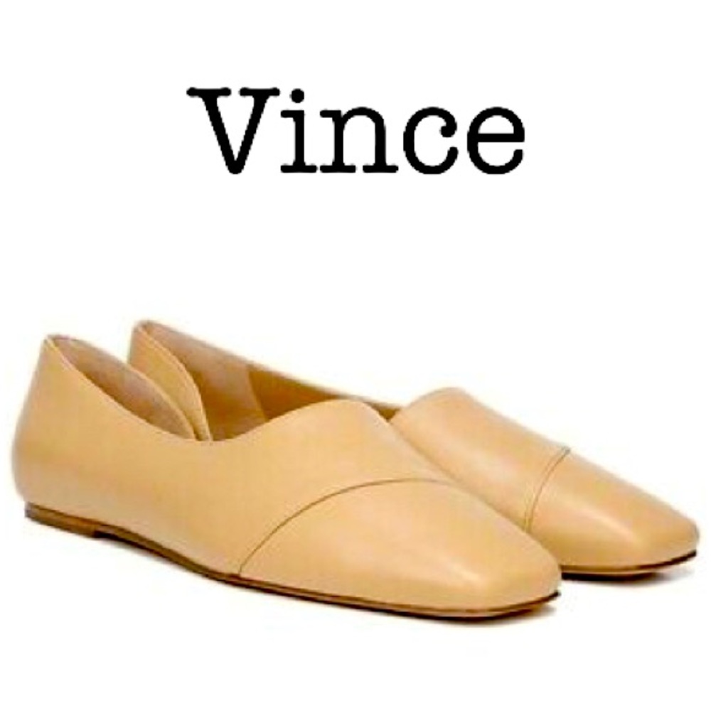 Vince Cyder Cappuccino Leather Flats Size 8